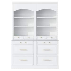 83.7 in. Freestanding Kitchen Pantry with Faux Marble Top and 5 Storage Drawers