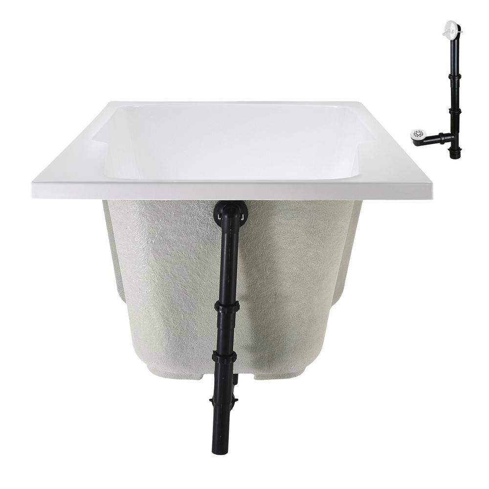 72'' x 36'' Glossy White Acrylic Soaking Drop-In Bathtub