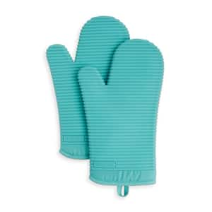 Lavish Home Silicone Blue Oven Mitts with Quilted Lining (2-Pack) M036903 -  The Home Depot