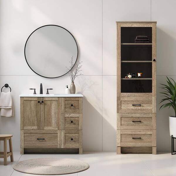 TIMELESS HOME 20 in. W x 18 in. D x 65 in. H Beige Freestanding