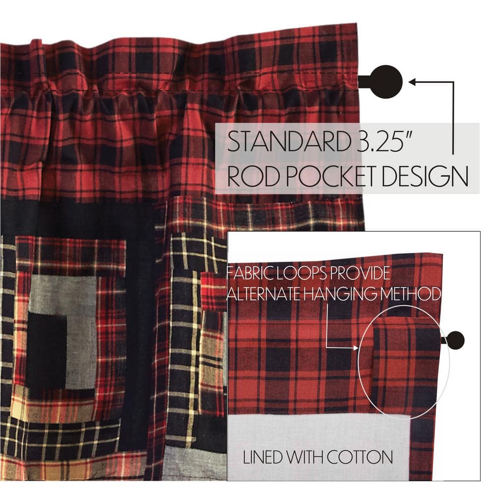 Cumberland Patchwork Red and Black Cotton Valance 16x72