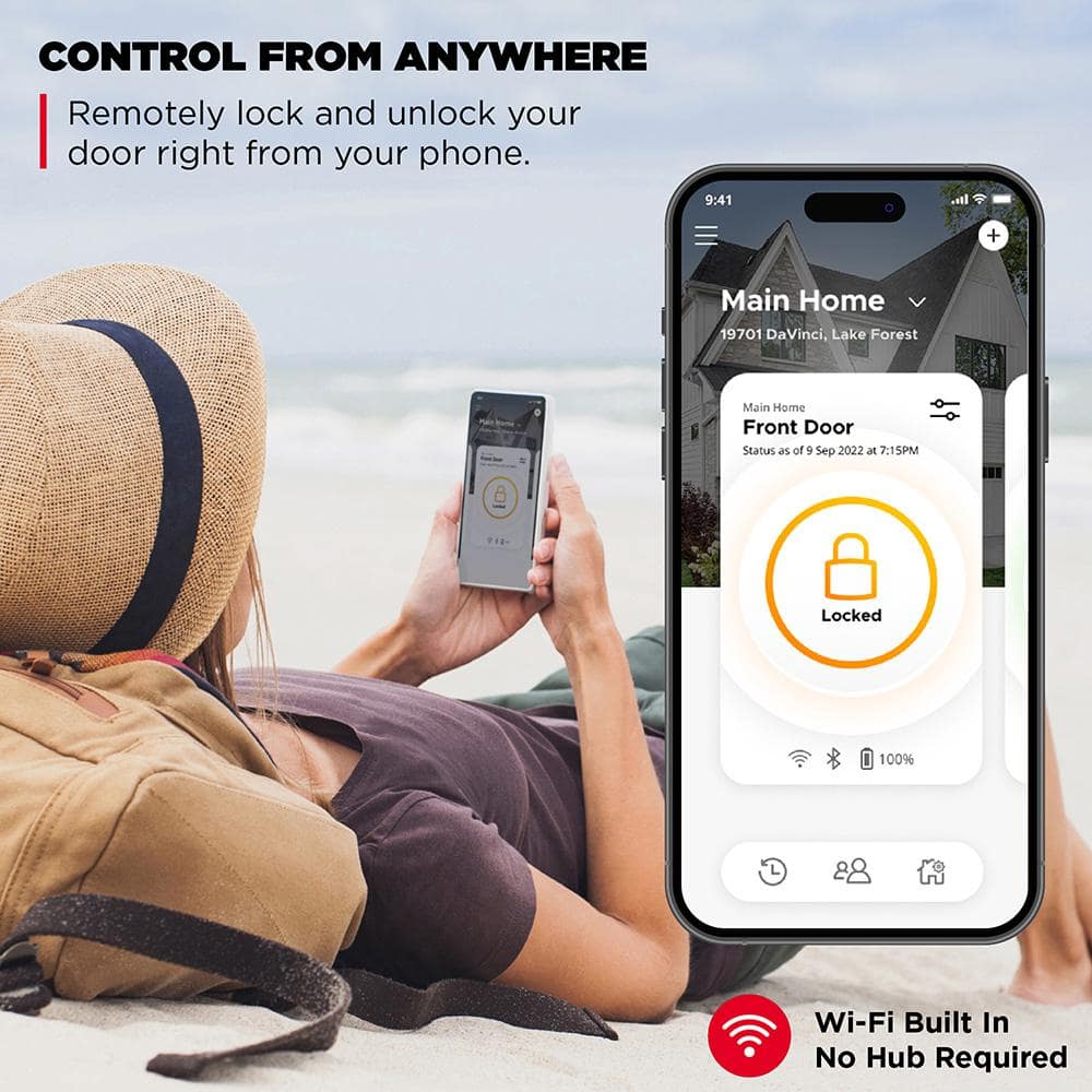 Matte Black Wi-Fi Smart Lock Touchscreen Deadbolt