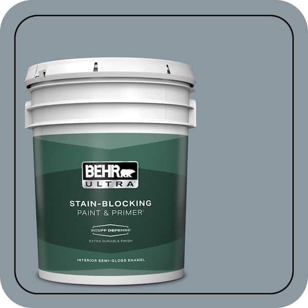 BEHR ULTRA 5 gal. #N490-4 Teton Blue Extra Durable Semi-Gloss Enamel Interior Paint & Primer