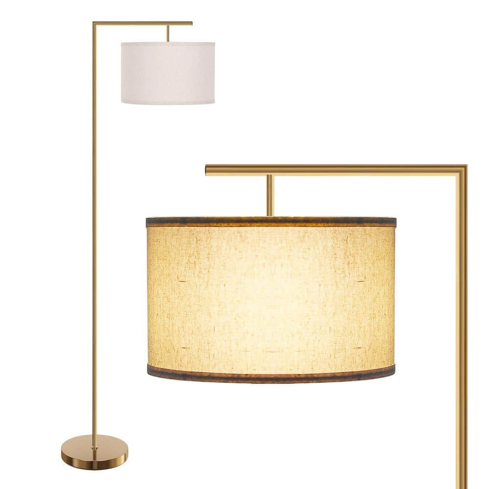 Reviews for FestaLed 64 in. Antique Brass Modern Floor Lamp with Drum