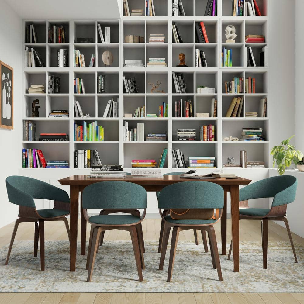 Calinda Light Turquoise Blue Upholstered Bentwood Dining Chair