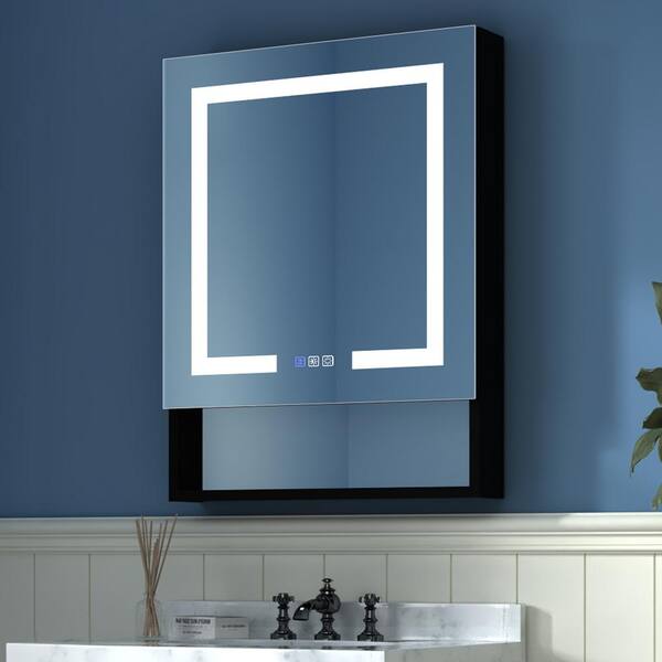 JimsMaison 24 in. W x 32 in. H Rectangular Aluminum Black Medicine