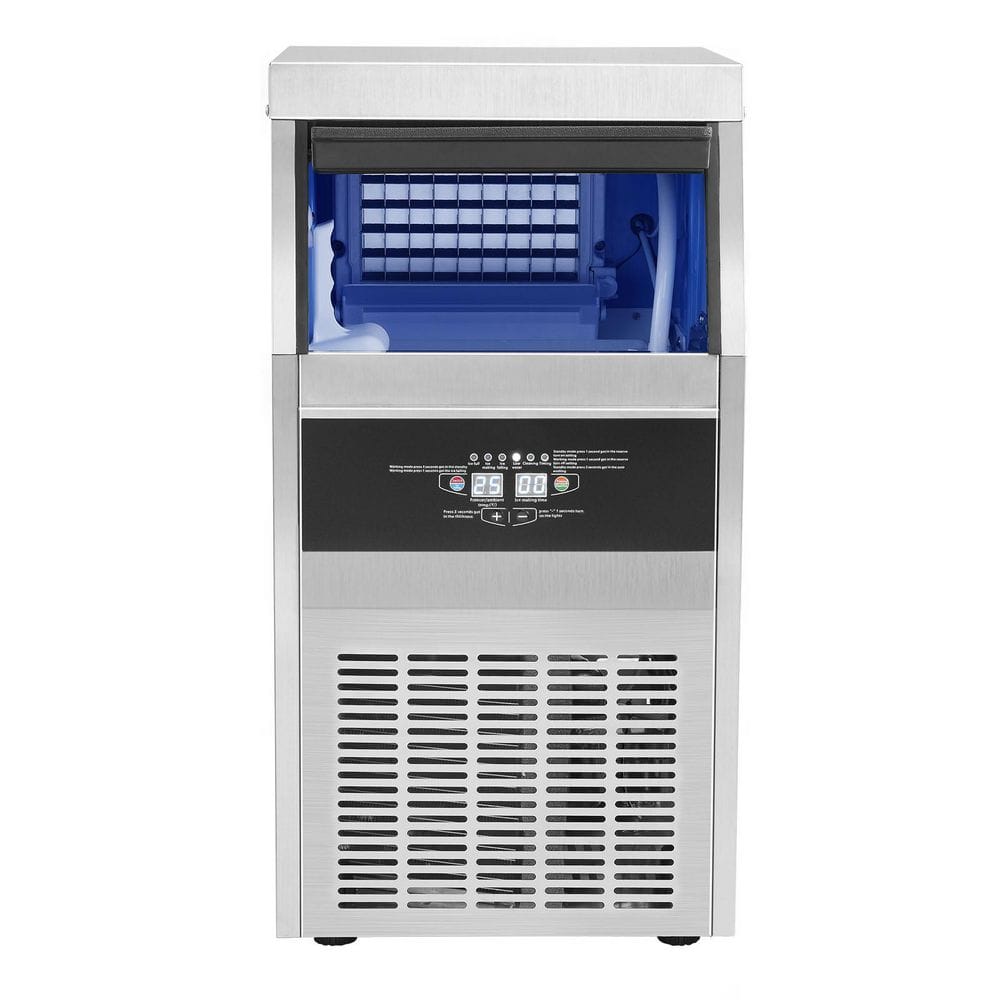 19 in. Commercial Ice Maker, 80-90 lb. /24H, 33 lb. Bin Stainless Steel Automatic Clear Cube for Home Bar