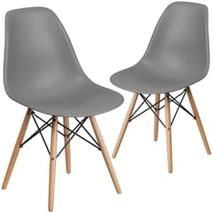 Moss Gray Plastic Party Chairs (Set of 2)