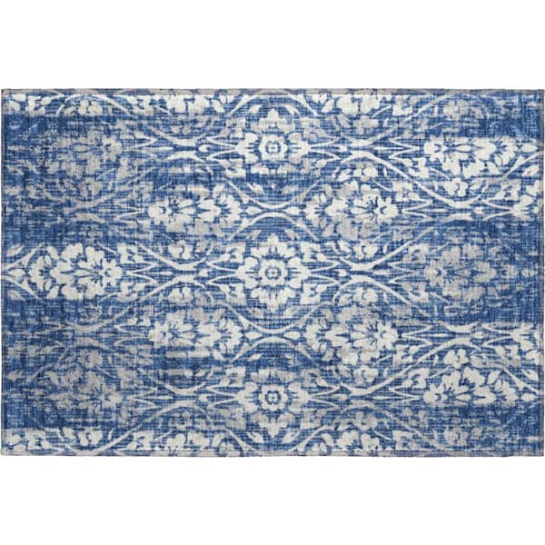 Mayfield Premium Machine Washable Abstract AMF2482 Navy 2 ft. x 3 ft. Accent Rug