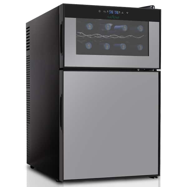 NutriChef 16-Bottle Electric Beverage Fridge - Wine Cellar and Can Beverage Cooler Refrigerator with Digital Touchscreen Controls
