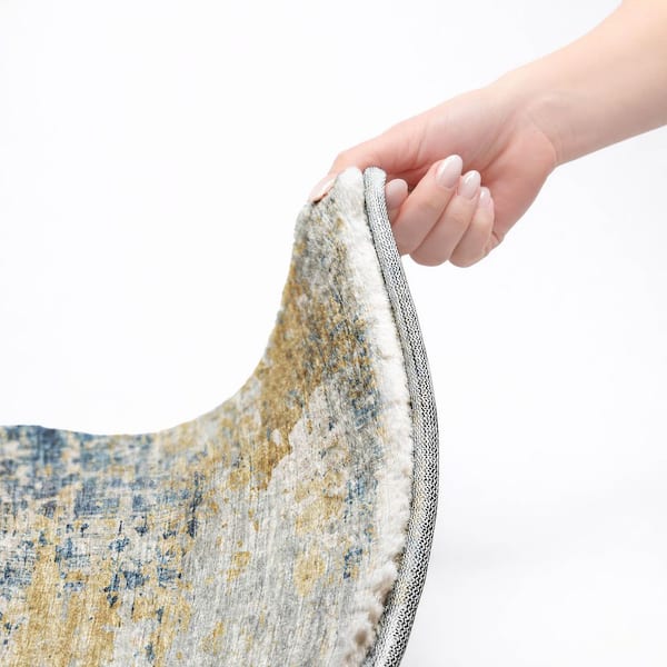 Dream Shag Premium Machine Washable Abstract ADS69 Blue 5 ft. x 7 ft. 6 in. Area Rug