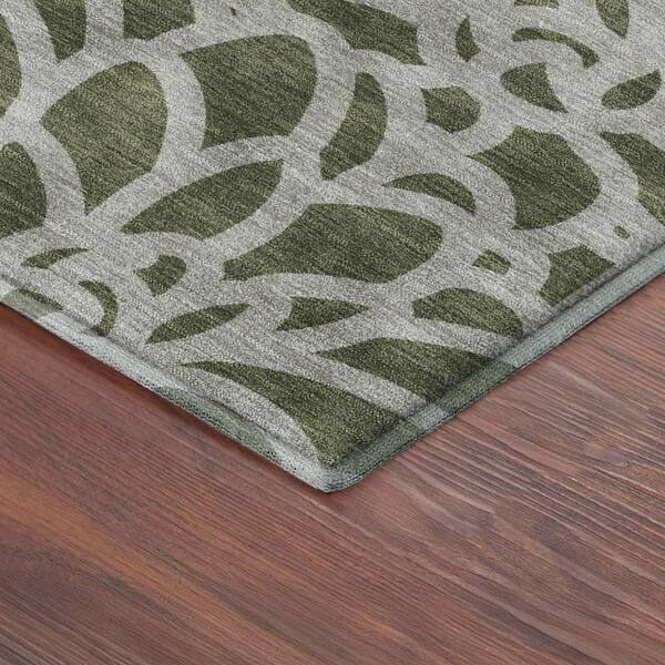 Mayfield Premium Machine Washable Abstract AMF2412 Celery 9 ft. x 12 ft. Area Rug