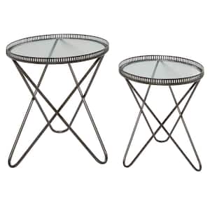 Grey Metal Industrial Accent Table (Set of 2)