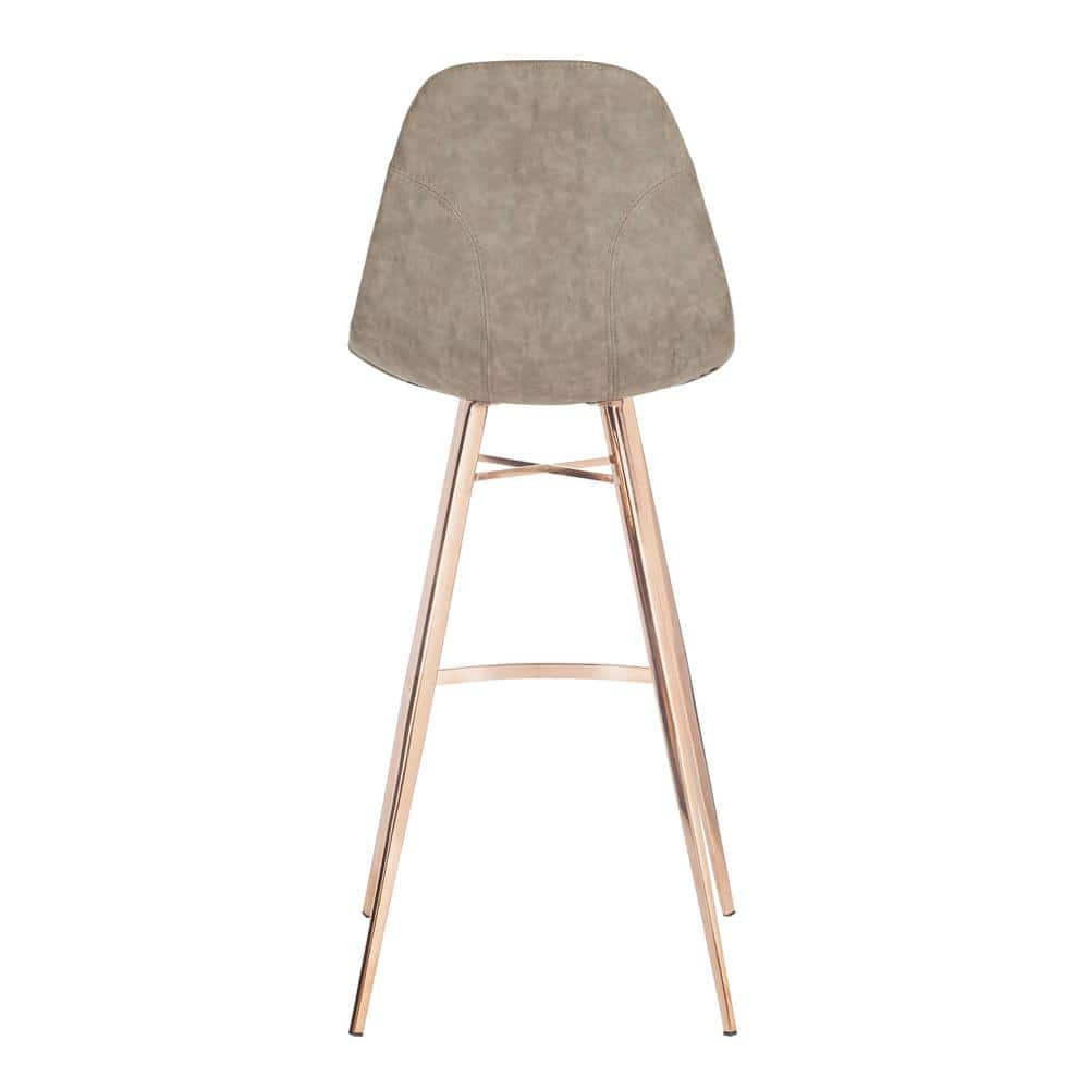 Taupe Faux Leather and Metal Bar Stool