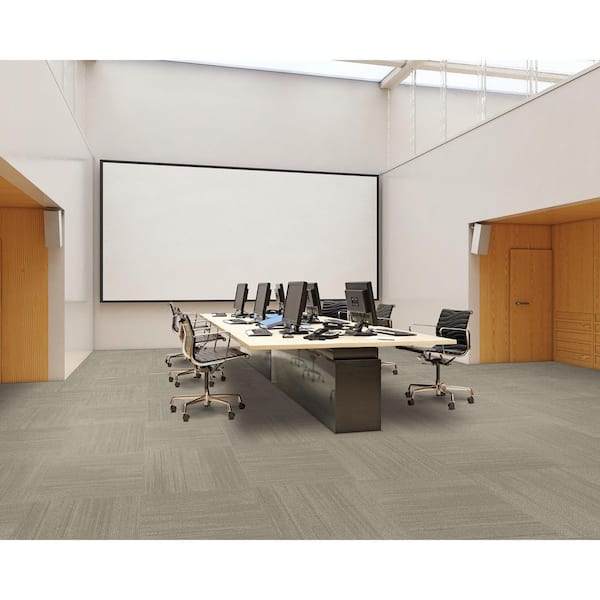 Elite - Dove - Beige Commercial/Residential 24 x 24 in. Glue-Down Carpet Tile Square (96 sq. ft.)