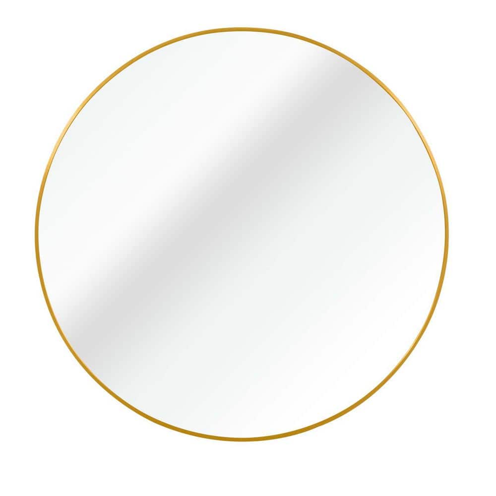 Gold 16 in W x 16 in. H Metal Round Bathroom Mirror Circle Mirror Round Wal