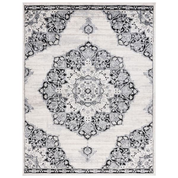 Brentwood 9 ft. x 12 ft. Ivory/Black Geometric Area Rug