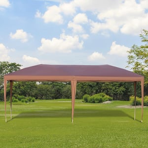 10 ft. x 20 ft. Brown Pop Up Canopy Tent, Heavy Duty Tents for Parties, Outdoor Instant Gazebo with Carry Bag