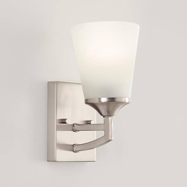 2 Pack Modern Bath Vanity Lights - Brushed Nickel Wall Sconce With Frosted Glass Shade