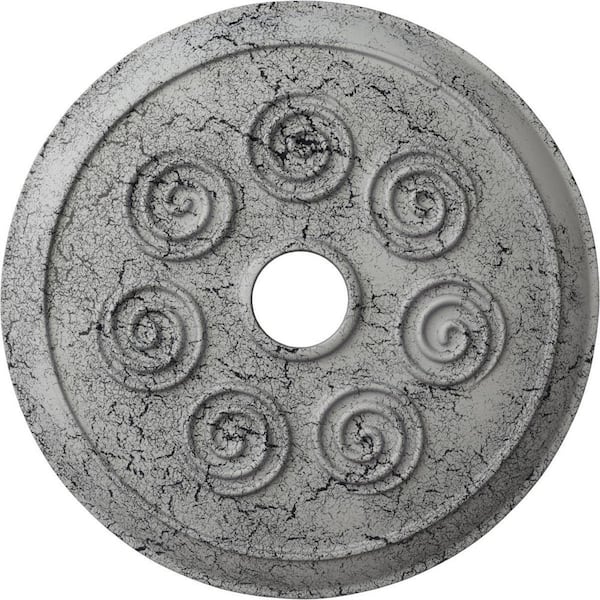Ekena Millwork 2 in. x 25-1/2 in. x 25-1/2 in. Polyurethane Spiral Ceiling Medallion, Ultra Pure White Crackle