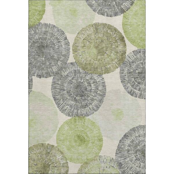 Mayfield Premium Machine Washable Abstract AMF2351 Aloe 10 ft. x 14 ft. Area Rug