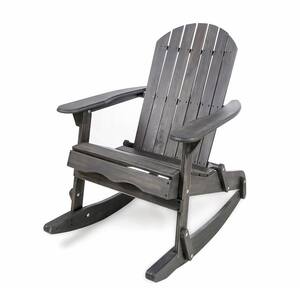 Dark Grey Wood Adirondack Outdoor Rocking Chair