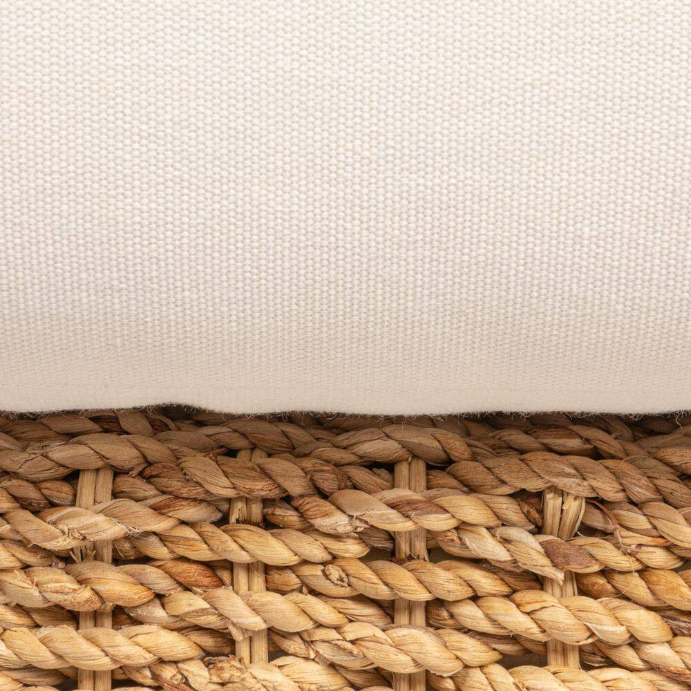 Natural Acacia Wood Lounge Chair with White Cushions