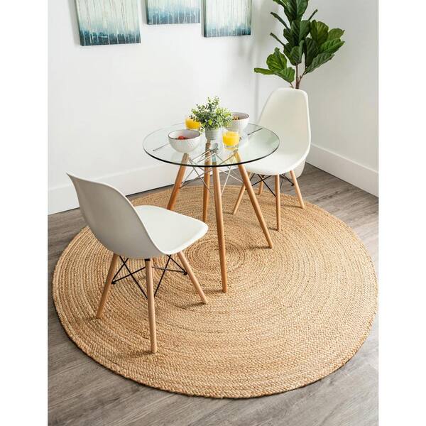 Braided Jute Dhaka Natural 7' 1 x 7' 1 Area Rug