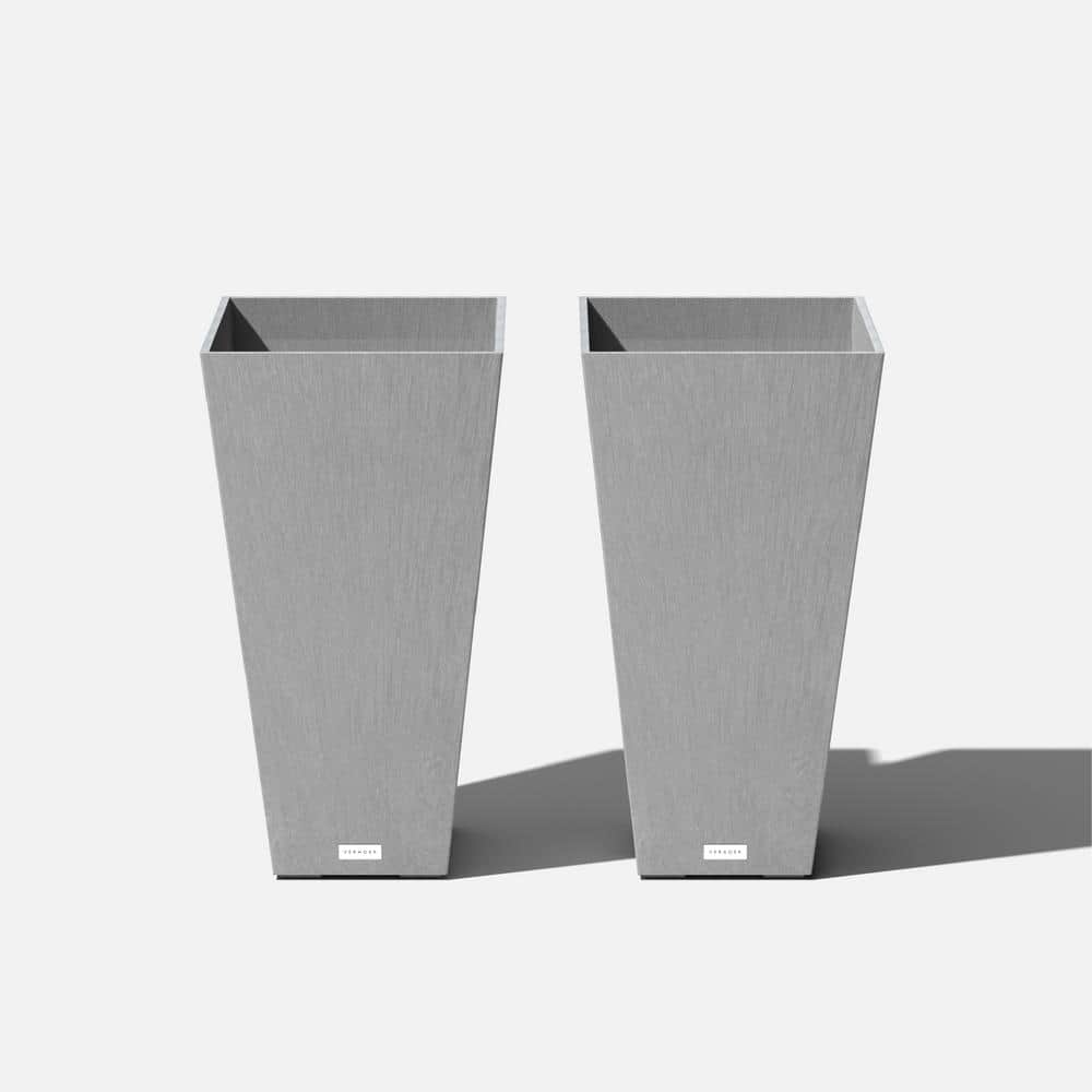 UPC 824414000377 product image for Midland 26 in. Gray Plastic Tall Square Planter (2-Pack) | upcitemdb.com