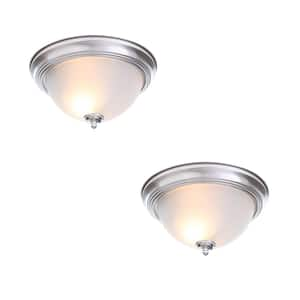 13 in. 2-Light Brushed Nickel Flush Mount (2-Pack)