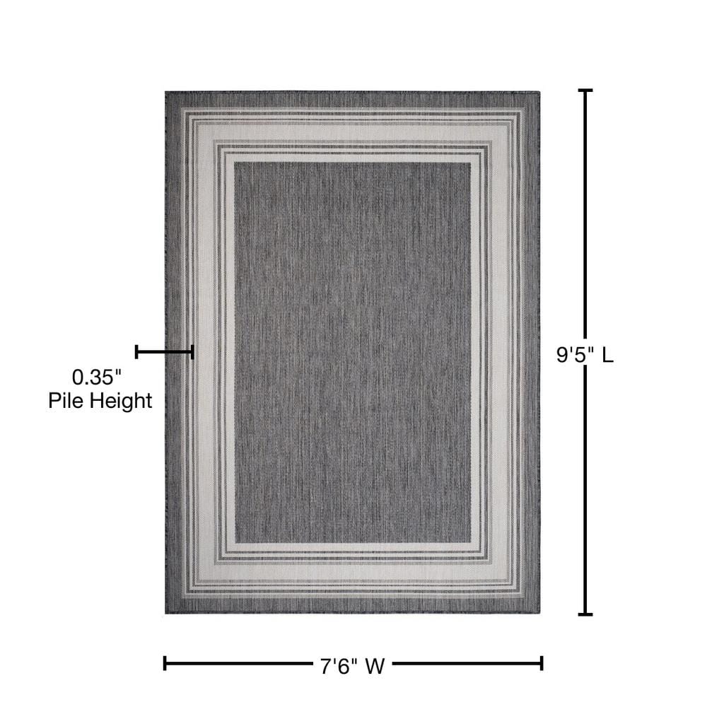 Gray and Cream Geometric Flat Woven Indoor Outdoor Rug