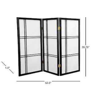 3 ft. Short Double Cross Shoji Screen - Black - 3 Panels