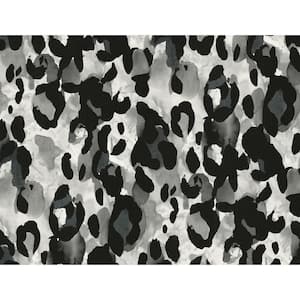 40.5 sq. ft. Anchored Grey Leopard Print Vinyl Peel and Stick Wallpaper Roll