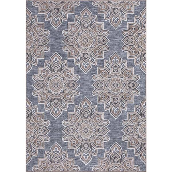 StyleWell Lara Gray 5 ft. x 7 ft. Geometric Indoor/Outdoor Area Rug