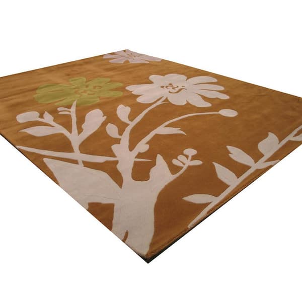 Brown Hand-Tufted Wool Contemporary Francine Rug, 7 ft. 9 in. x 9 ft. 9 in., Area Rug