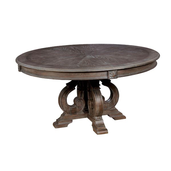 Benjara Modern Style 60 in. Brown Wooden Pedestal Dining Table (Seats 2)