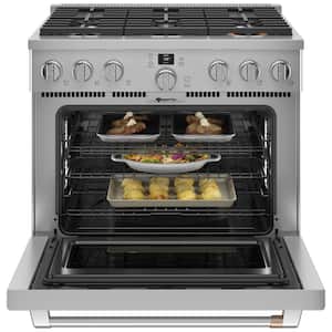 36 in. 5.75 cu. ft. Smart 6 Burner Dual Fuel Range with Convection in Stainless Steel