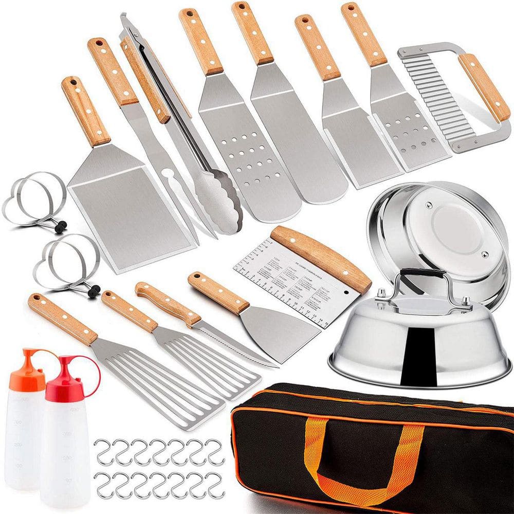 Dyiom Standard Black and Silver 24-Piece Stainless Steel BBQ Accessories  for Outdoor Kitchen Accessories with Storage Box Bag B09TW4L3LK - The Home  Depot