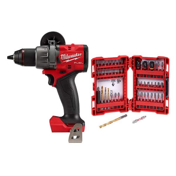 Milwaukee M18 FUEL 18-Volt Lithium-Ion Brushless Cordless Hammer Drill (Tool-Only) with SHOCKWAVE Screw Driver Bit Set (50-Piece)