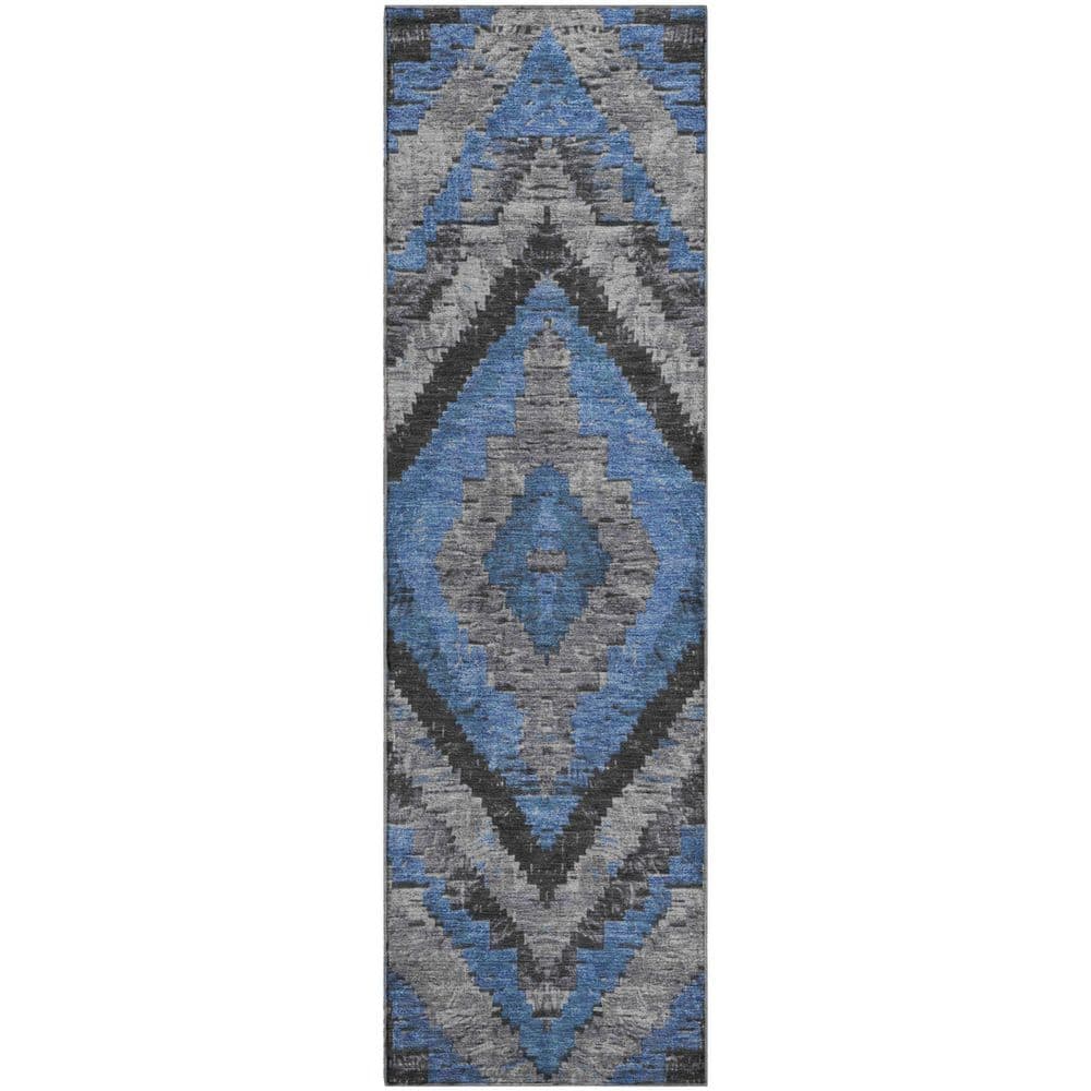 Mayfield Premium Machine Washable Abstract AMF1890 Blue 2 ft. 3 in. x 7 ft. 6 in. Runner Rug price history on PriceWatchPro
