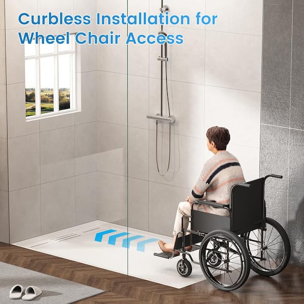 Simple Project 60 L x 36 W Alcove Shower Pan Base, with Left/Right  Drain, Low Profile, Wheelchair Accessible in Black HDUSSP4B6036
