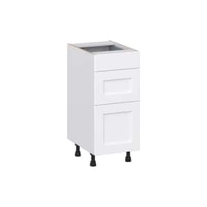 Mancos Bright White Shaker Assembled Vanity Drawer Base Cabinet with 3 Drawers (15 in. W x 34.5 in. H x 21 in. D)