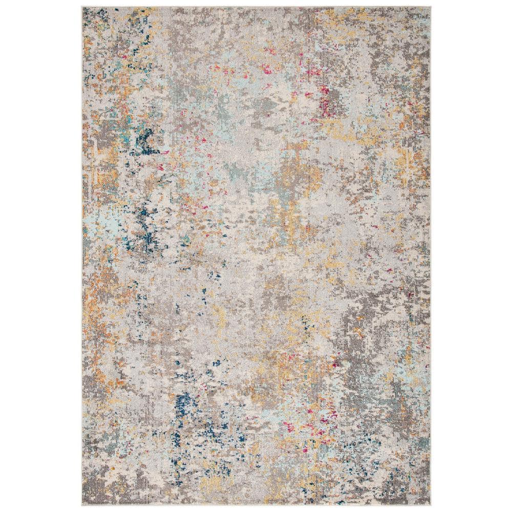 Gray and Gold Abstract 9' x 12' Stain-Resistant Area Rug