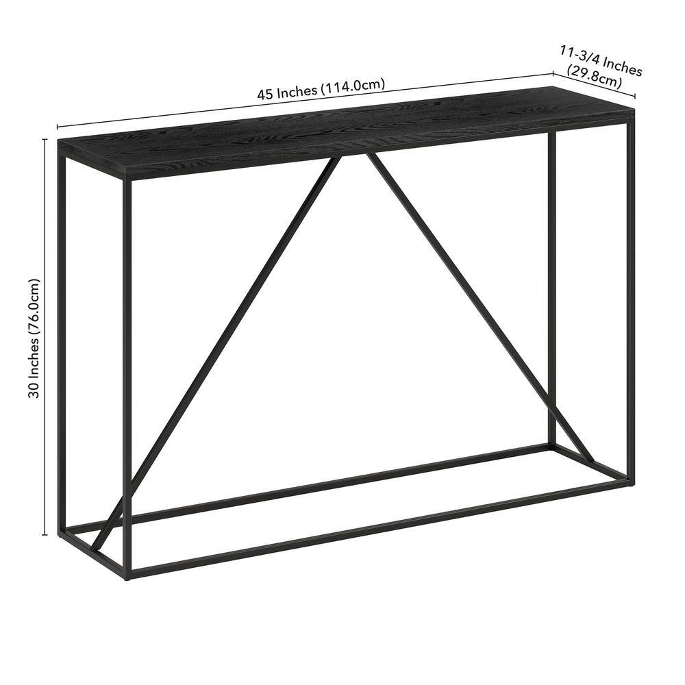 Nia Blackened Bronze & Black Grain 45" Console Table with Metal Frame