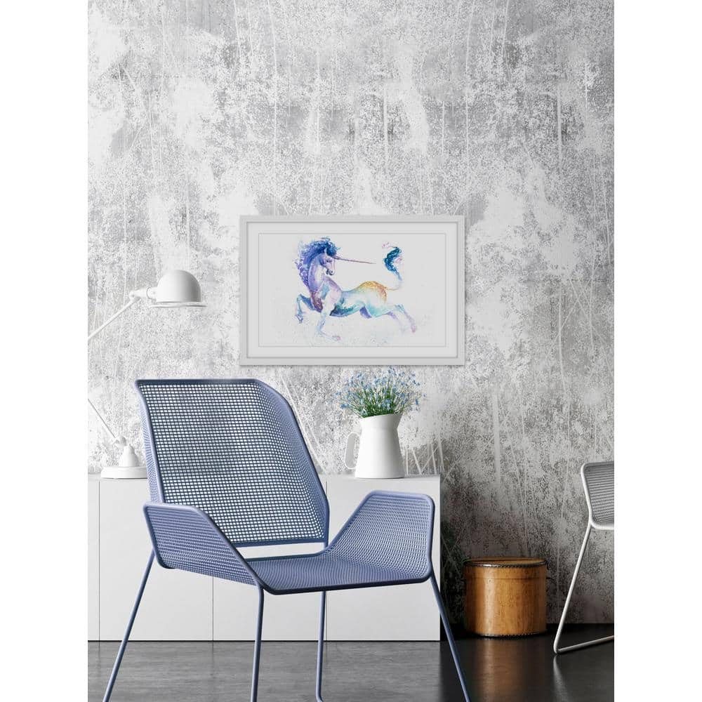 24 in. H x 36 in. W Leaping Unicorn by Marmont Hill Framed Printed Wal