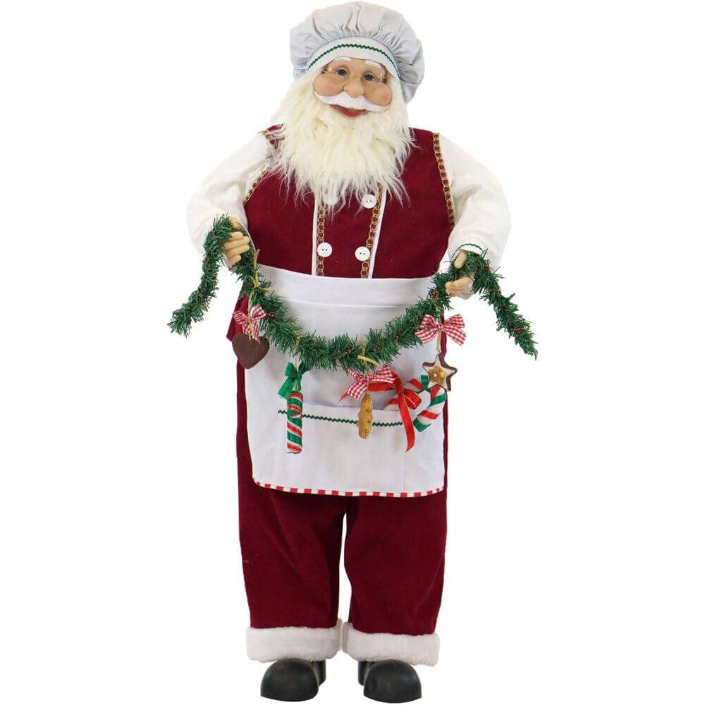 36 in. Chrismtas Dancing Baking Santa with Apron and Christmas Cookie Garla