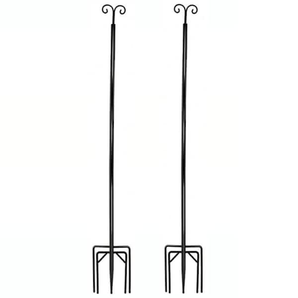 2-Piece 10 ft. Outdoor String Light Poles with Top Arc Hook and 5-Prong Base