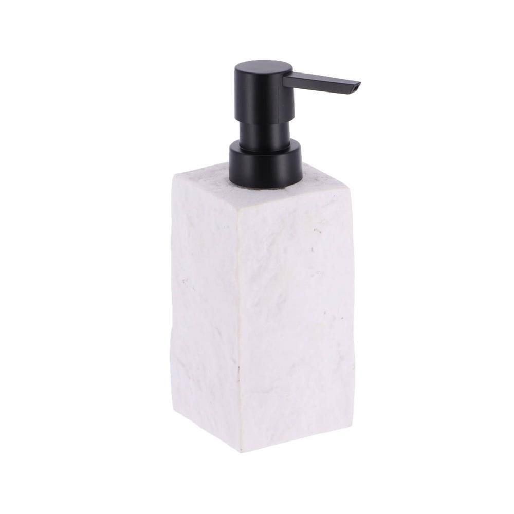 Bath Square Resin Freestanding Hand Soap & Lotion Dispenser Stone Effect White 62120100 - The ...