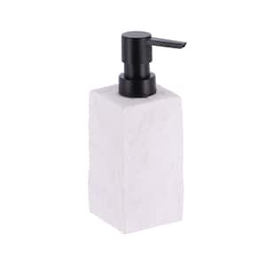 Bath Square Resin Freestanding Hand Soap & Lotion Dispenser Stone Effect White