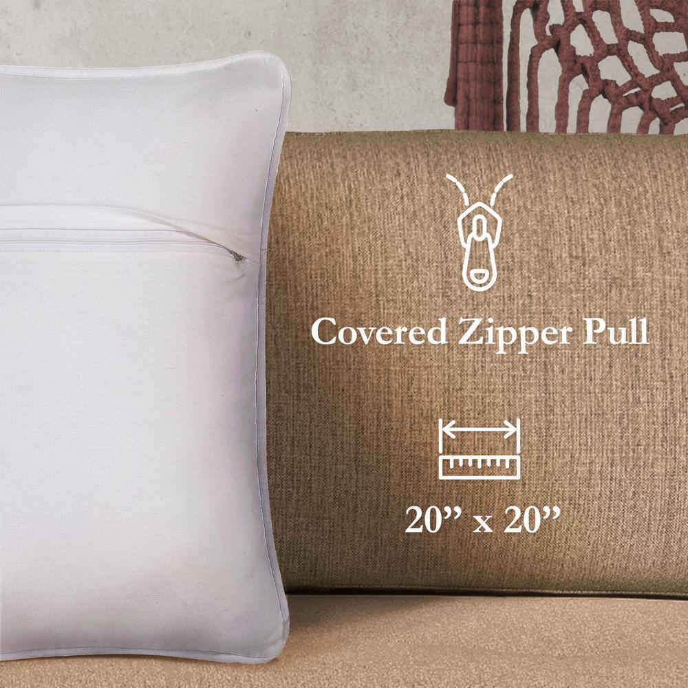 Jada 20" White and Beige Cotton Jute Throw Pillow Covers